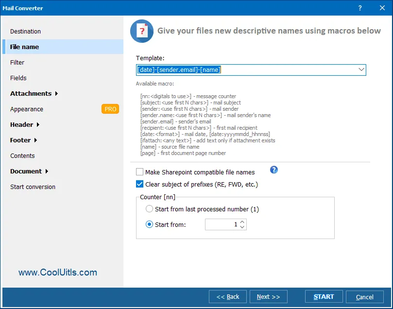 email converter renaming