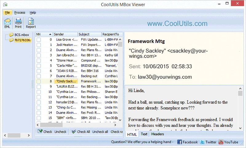 Coolutils Mbox Viewer Screenshot