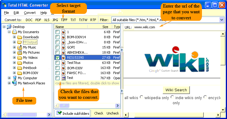 Screenshot vom Programm: Total HTML Converter