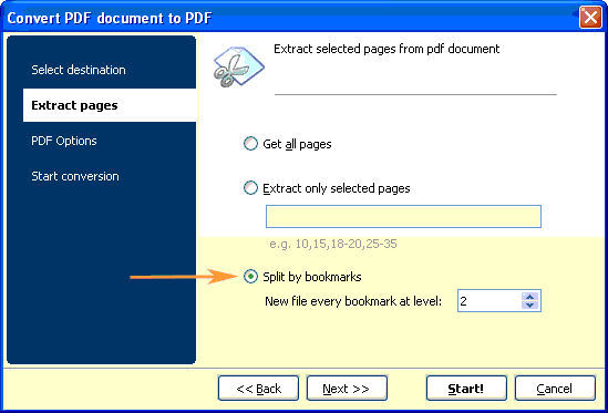Split-By-Bookmarks