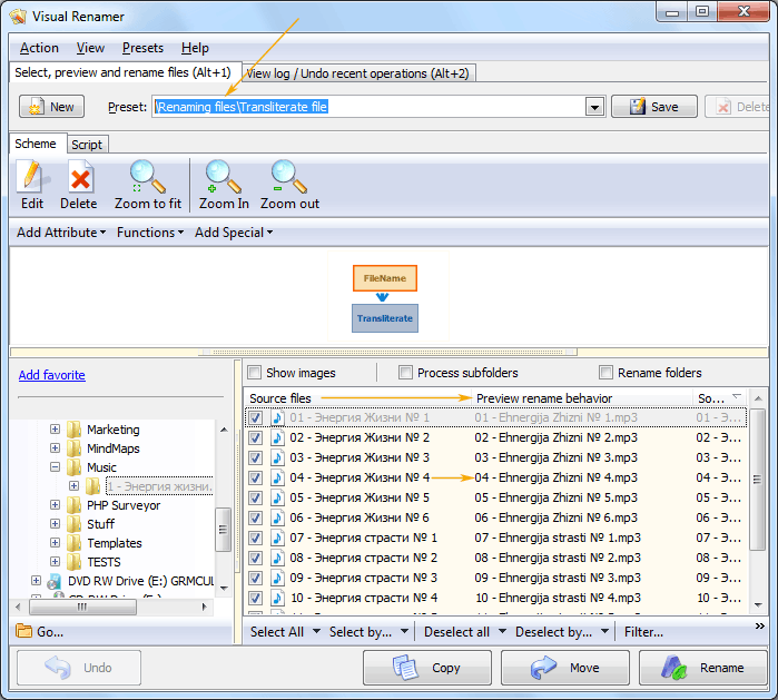 transliterate files