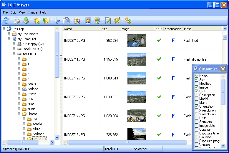 Screenshot of EXIFViewer