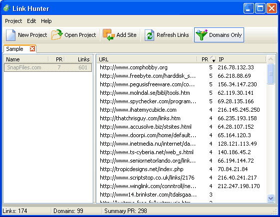 Screenshot of LinkHunter 1.01