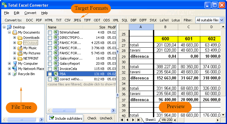 Excel Converter ScreenShot 1