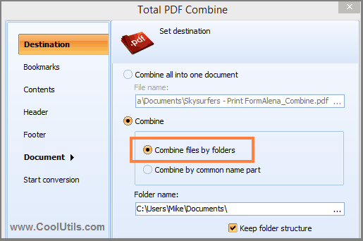 combine pdf by folders