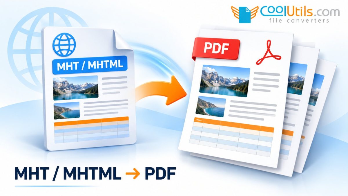Illustration of MHT and MHTML archives with images and wide tables