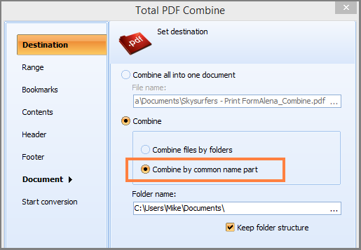 combine pdf by common name part