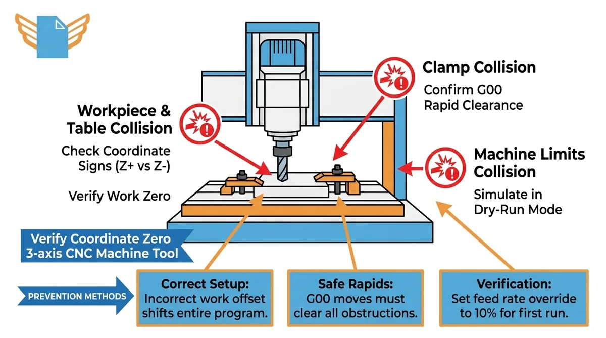 G-code safety considerations — coordinate verification and collision prevention