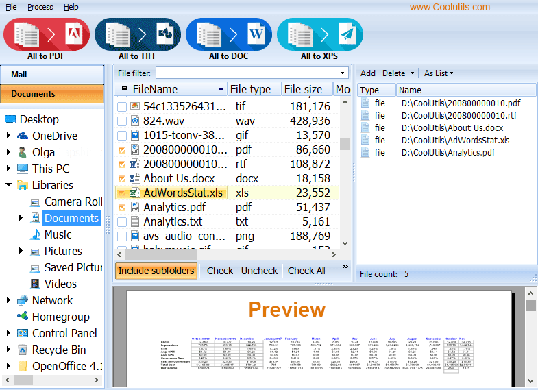 Convert any to PDF, TIFF, DOC, XPS in 1 app.