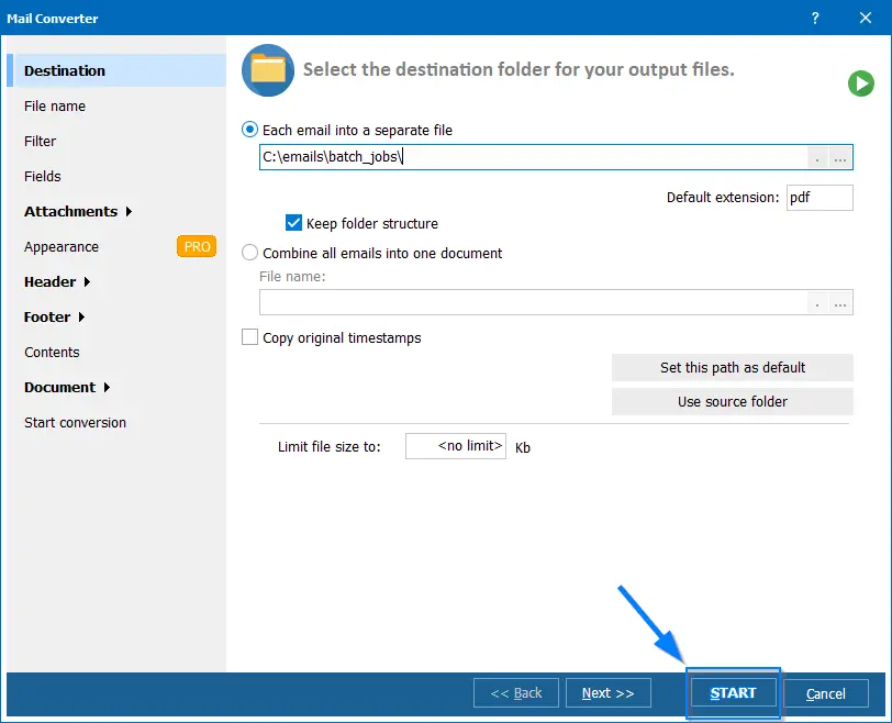 Total Mail Converter Start Process