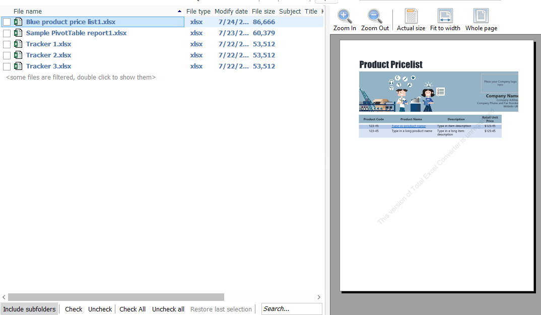معاينة محول Excel