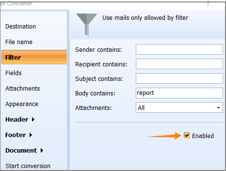 mail converter filter