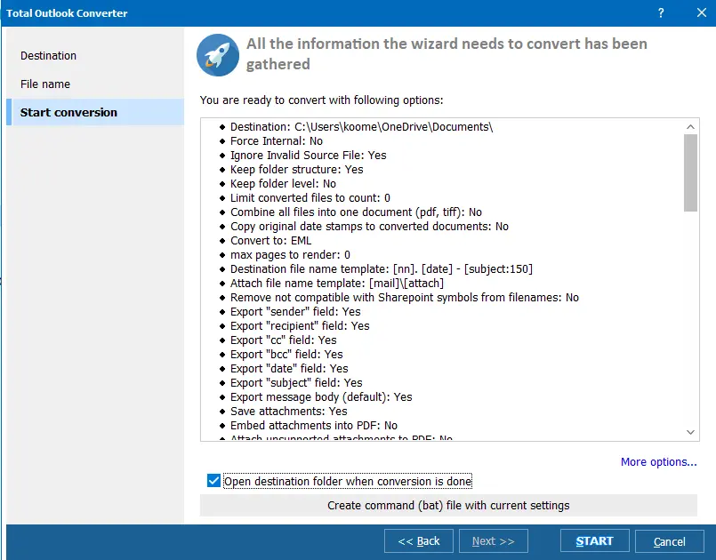 Starten Sie die Konvertierung in das HTML-Format