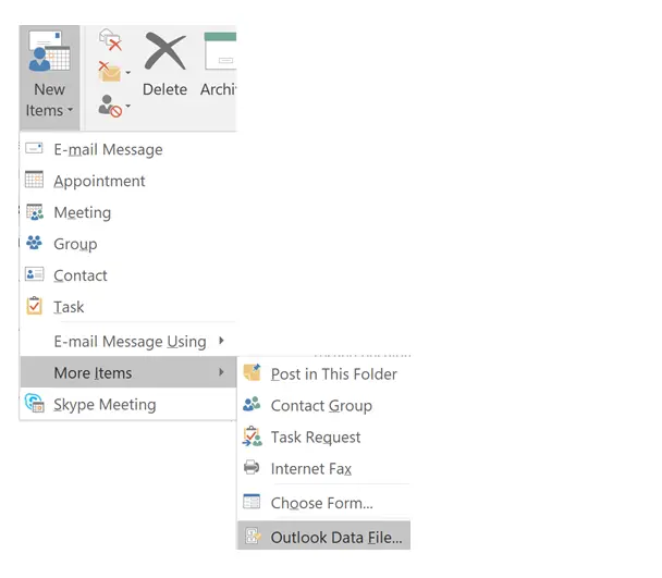 Outlook ईमेल फोल्डरों को निर्यात कैसे करें