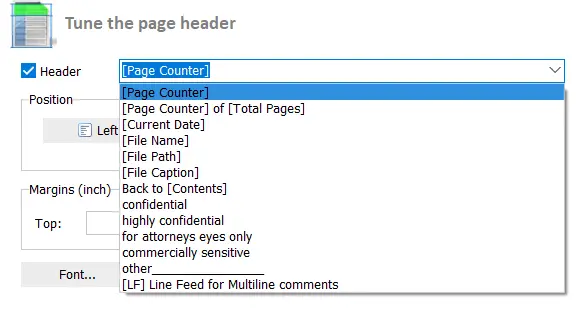 Cabeçalho do Assistente de Impressora PDF