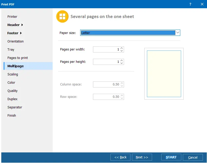 Assistente de configuração da impressora PDF
