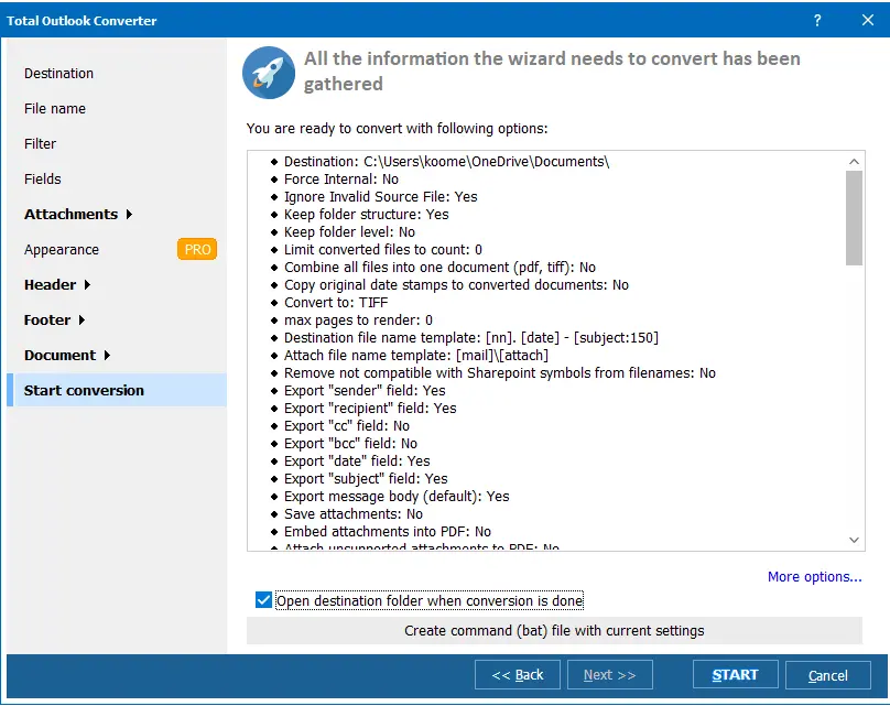 Klicken auf die „Start”-Taste, um den Prozess zu starten
