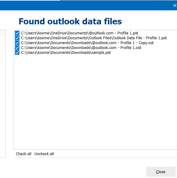 Outlook-Datendateien finden