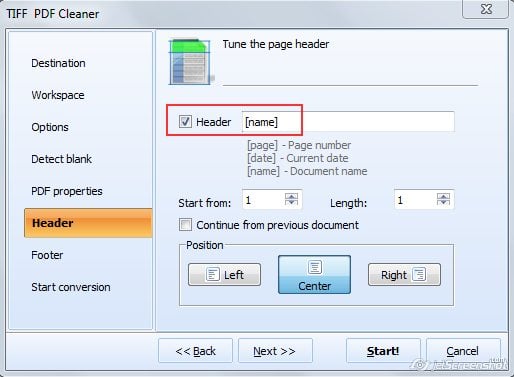add file name to the header of each PDF page