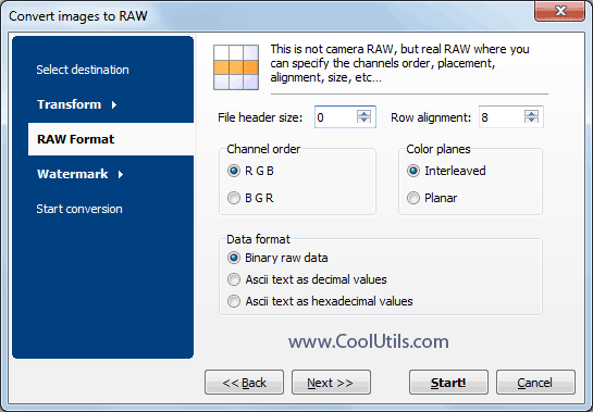 bmp to raw in Total Image Converter