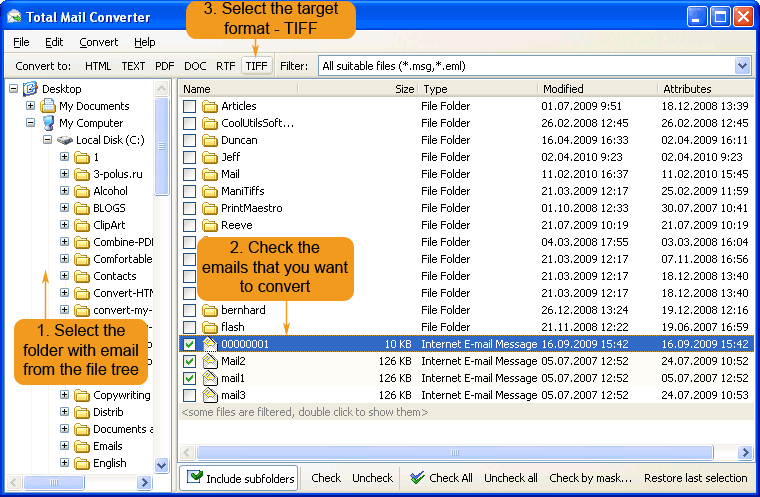 convert eml files to tiff