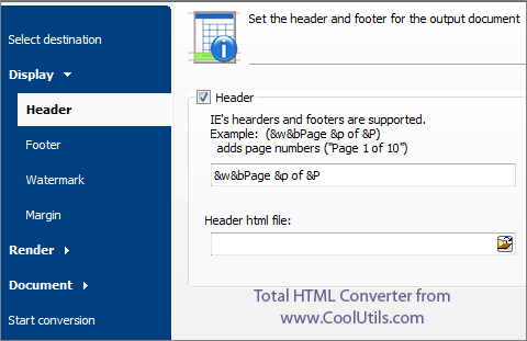 html to pdf adding page counter