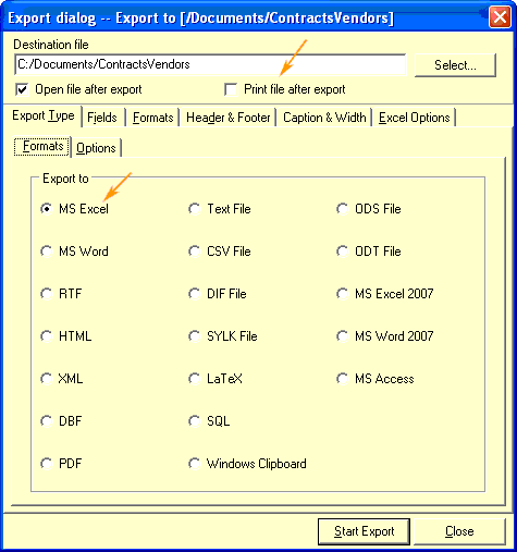 Tiff Teller &mdash; Bericht nach Excel, CSV, PDF und über 20 Formate exportieren