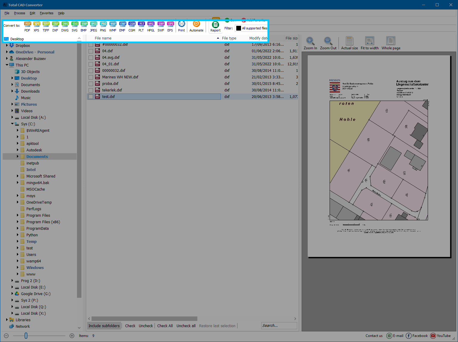Step 4: Select target format on the top toolbar
