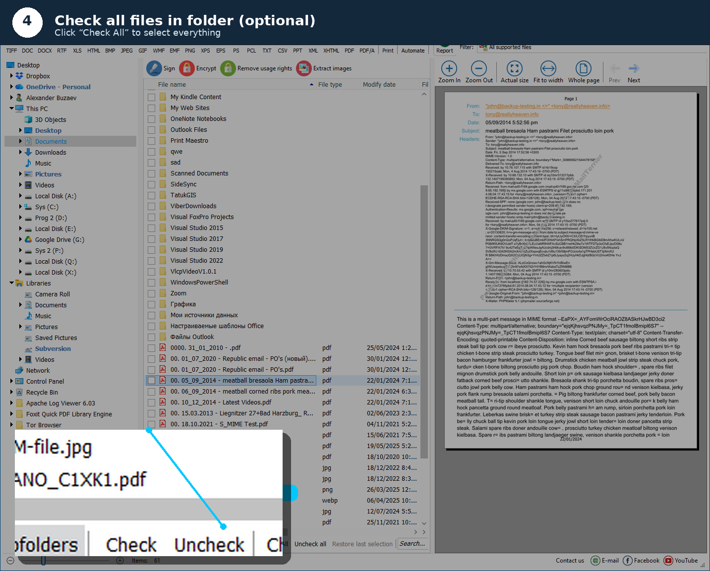 Step 4: Click Check All to select all files