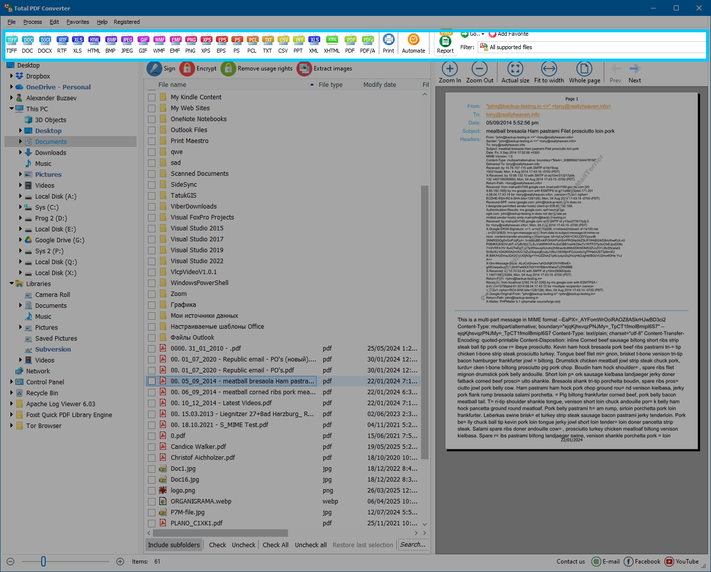 Step 5: Select target format on the top toolbar