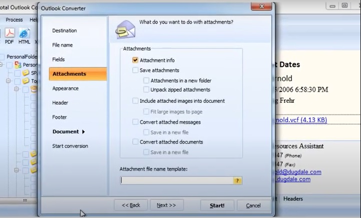 PST-Anhänge Optionen