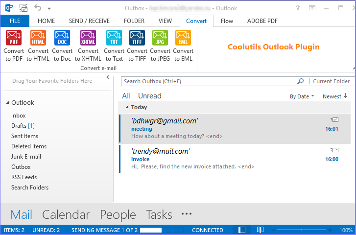 Save Outlook emails as PDF or DOC in Outlook