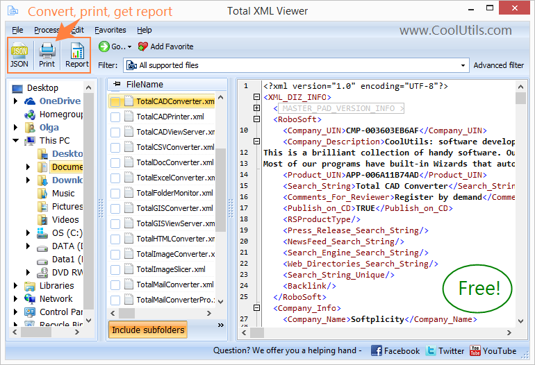 Free XML Viewer from CoolUtils